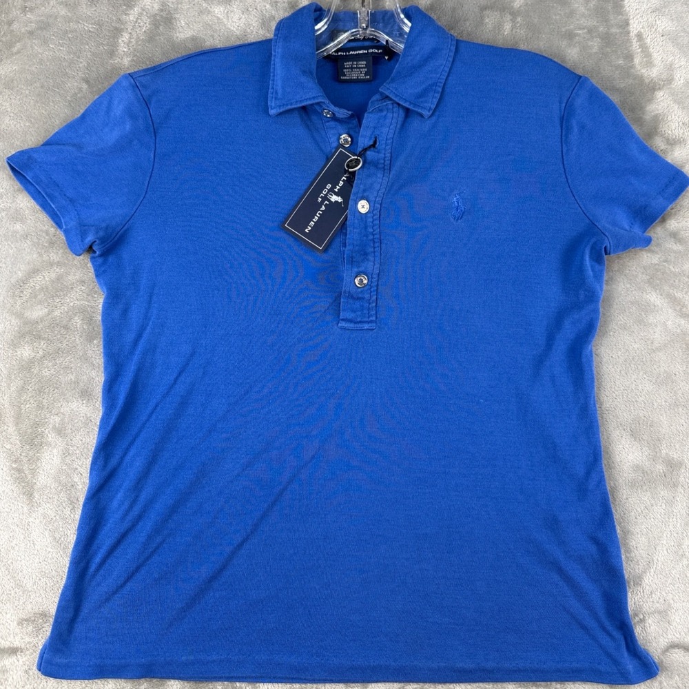 Ralph Lauren Golf Polo Shirt Womens S SPO Classics Blue 100% Silk NEW